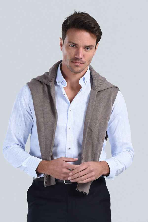 Erkek Mavi Slim Fit Gömlek - 4