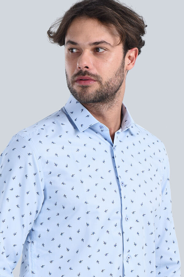 Erkek Mavi Slim Fit Gömlek - 2