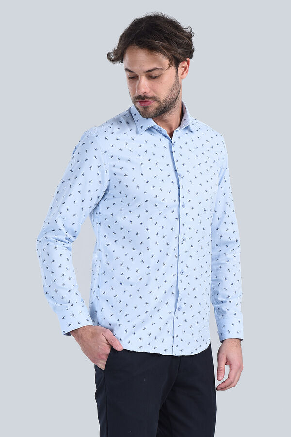 Erkek Mavi Slim Fit Gömlek - 3
