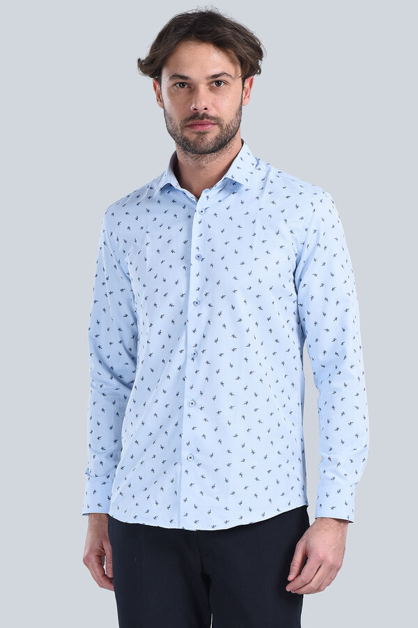 Erkek Mavi Slim Fit Gömlek - 4