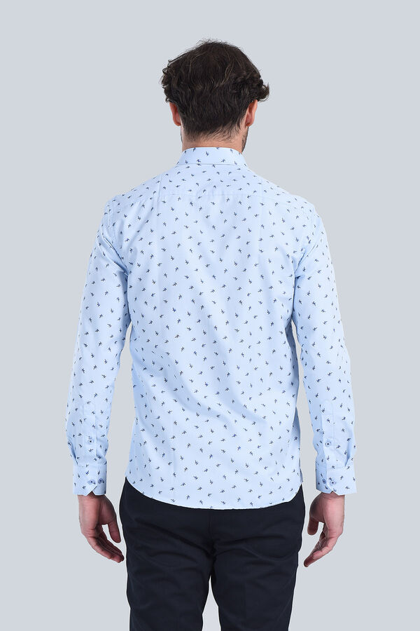Erkek Mavi Slim Fit Gömlek - 5