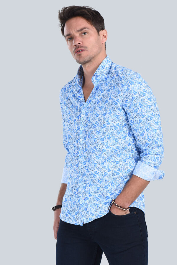 Erkek Mavi Slim Fit Gömlek - 2