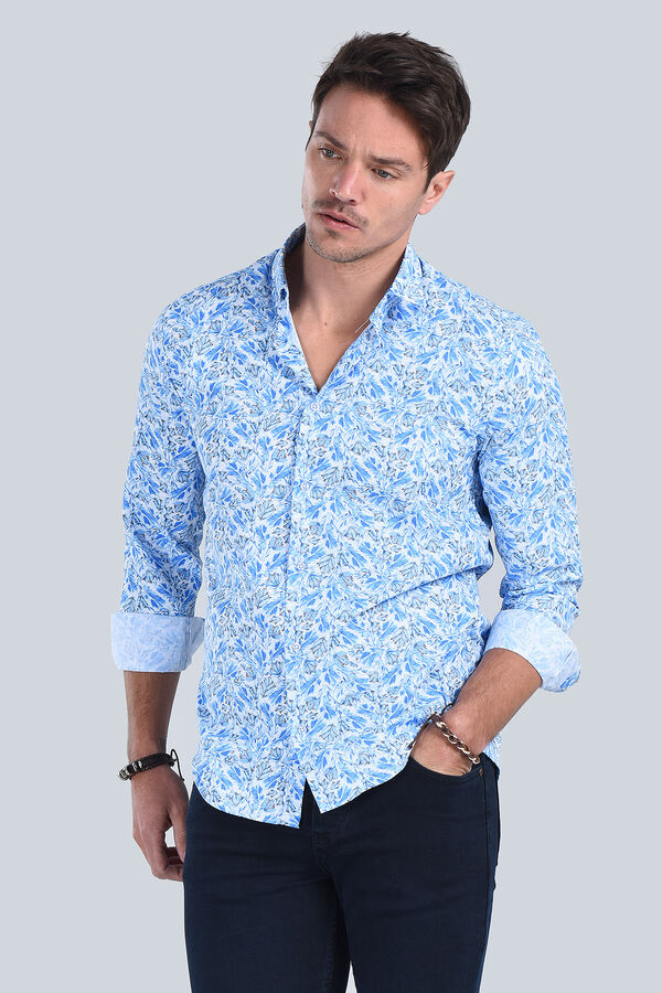 Erkek Mavi Slim Fit Gömlek - 3
