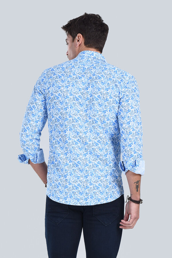 Erkek Mavi Slim Fit Gömlek - 5