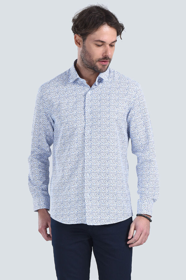 Erkek Mavi Slim Fit Gömlek - 1