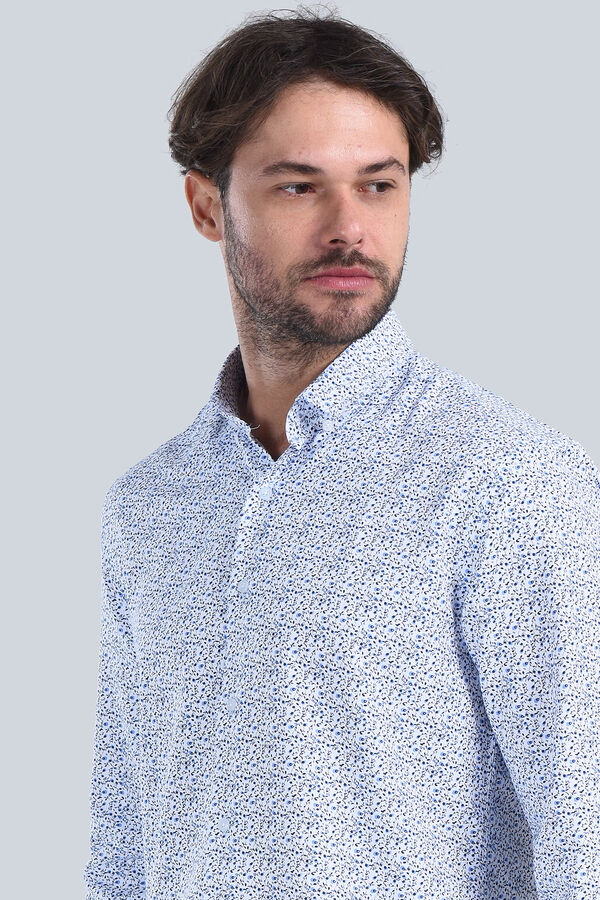 Erkek Mavi Slim Fit Gömlek - 2