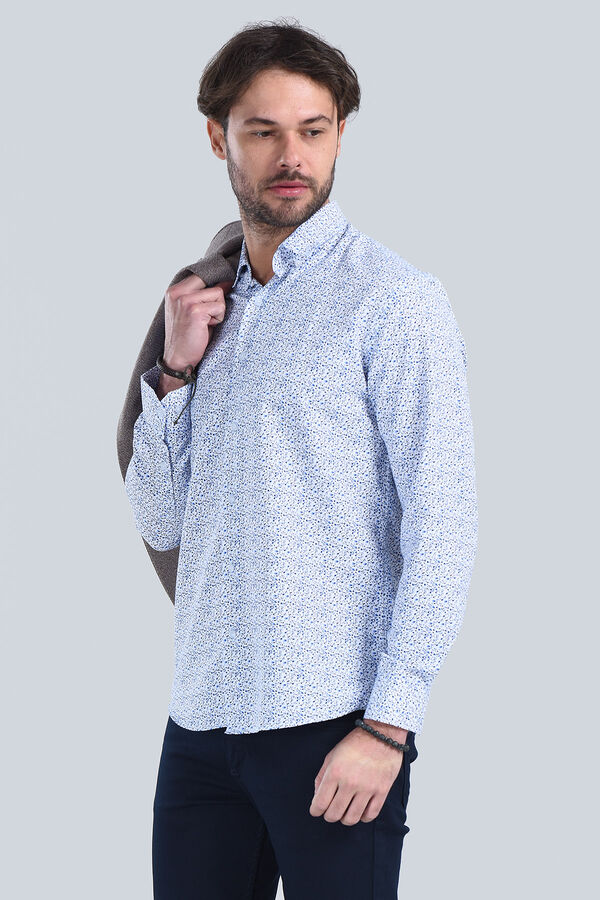 Erkek Mavi Slim Fit Gömlek - 3