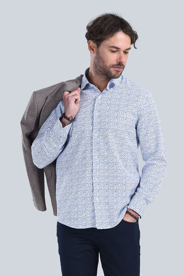 Erkek Mavi Slim Fit Gömlek - 4