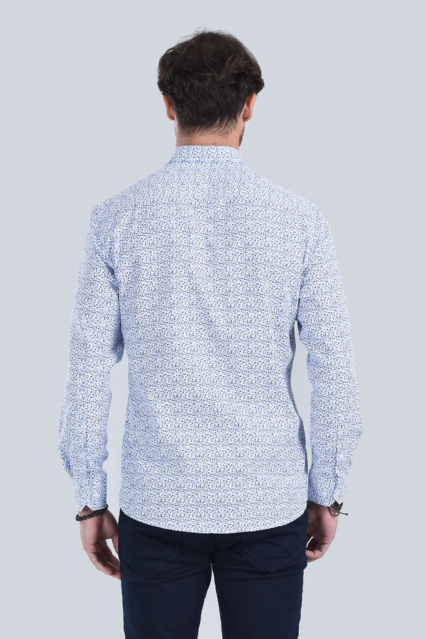 Erkek Mavi Slim Fit Gömlek - 5