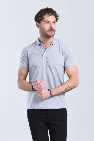 Erkek Melanj Gri Polo Yaka Regular T-Shirt