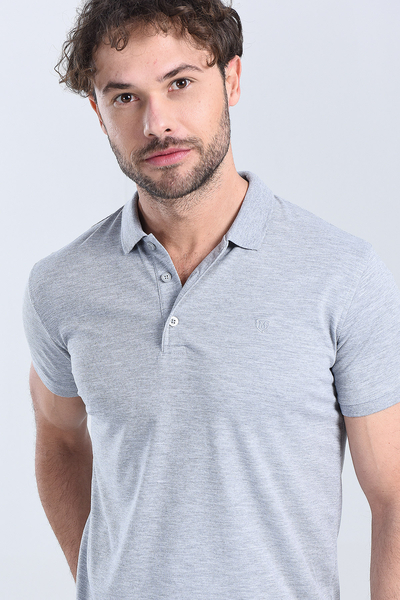 Erkek Melanj Gri Polo Yaka Regular T-Shirt