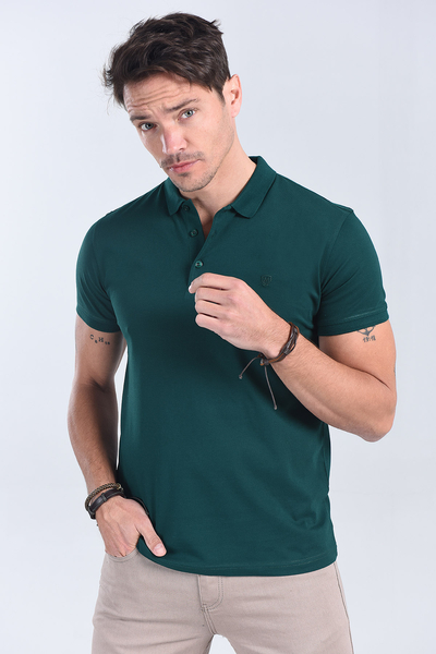 Erkek Nefti Yesil Polo Yaka Regular T-Shirt