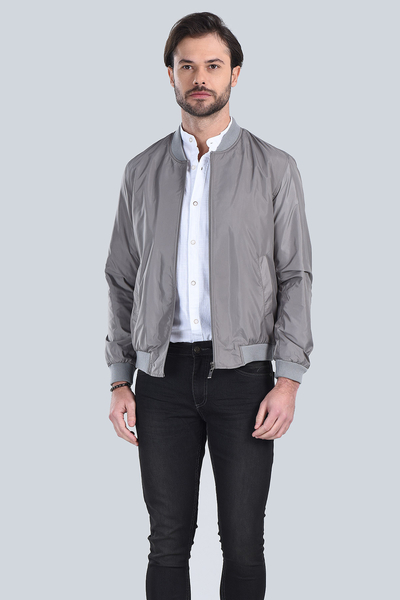 Erkek Orta Gri Modern Fit Mont