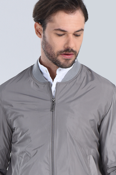 Erkek Orta Gri Modern Fit Mont