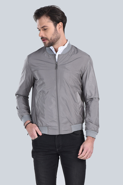 Erkek Orta Gri Modern Fit Mont