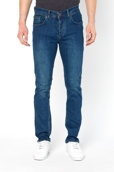 PANTOLON DENIM LIKRALI PROTON-5083 SLIM FIT DUGMELI-KAHVERENGİ