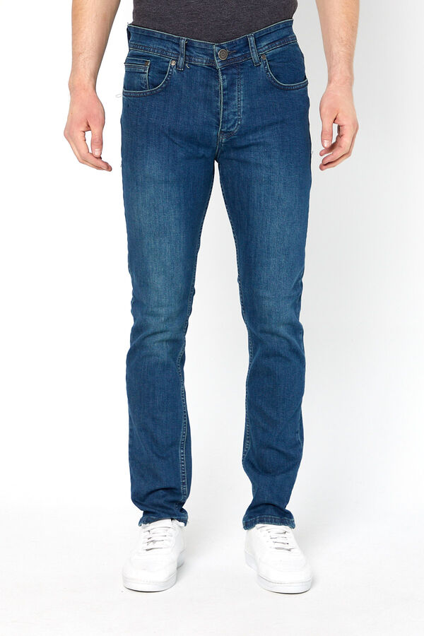 PANTOLON DENIM LIKRALI PROTON-5083  SLIM FIT DUGMELI-KAHVERENGİ - 3