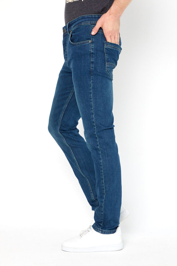 PANTOLON DENIM LIKRALI PROTON-5083  SLIM FIT DUGMELI-KAHVERENGİ - 4