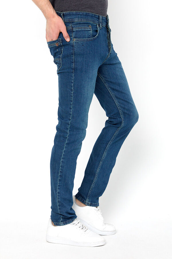 PANTOLON DENIM LIKRALI PROTON-5083  SLIM FIT DUGMELI-KAHVERENGİ - 5