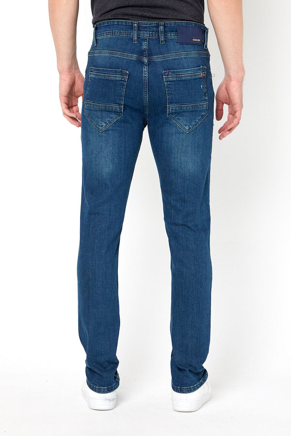 PANTOLON DENIM LIKRALI PROTON-5083  SLIM FIT DUGMELI-KAHVERENGİ - 6