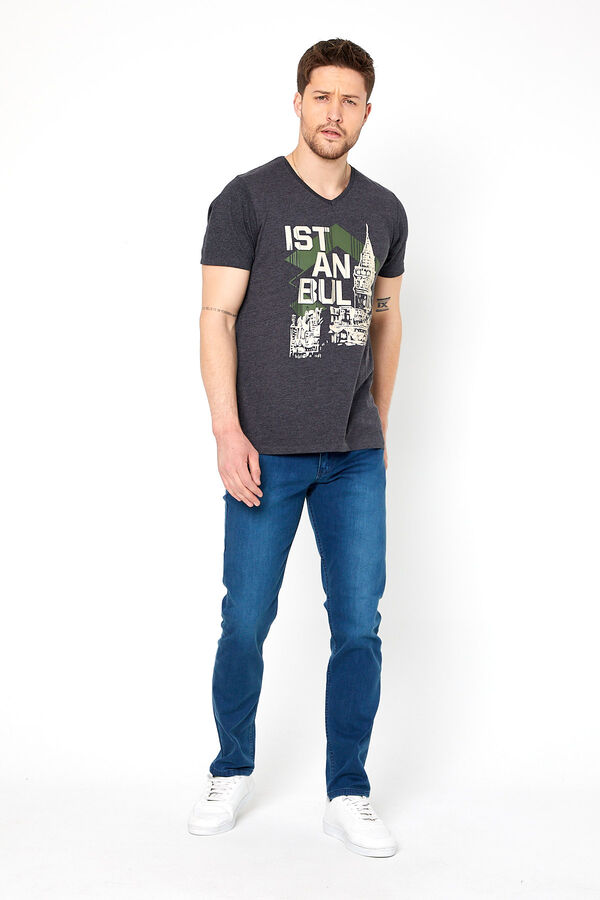 PANTOLON DENIM LIKRALI PROTON-K5008 SLIM FIT FERMUARLI-YEŞİL - 1