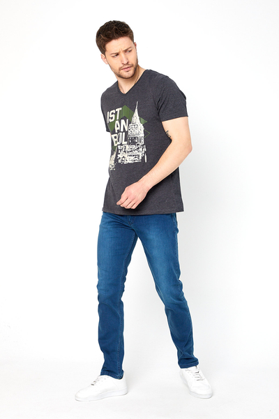 PANTOLON DENIM LIKRALI PROTON-K5008 SLIM FIT FERMUARLI-YEŞİL