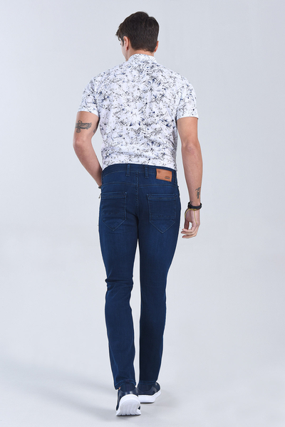 Erkek Petrol Slim Fit Denim