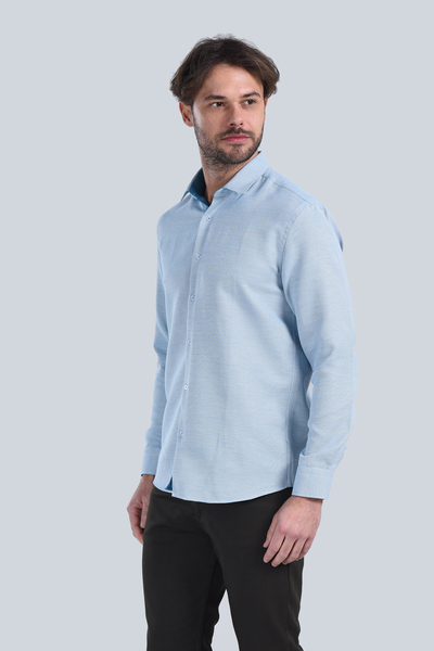 M Store - Erkek Petrol Slim Fit Gömlek