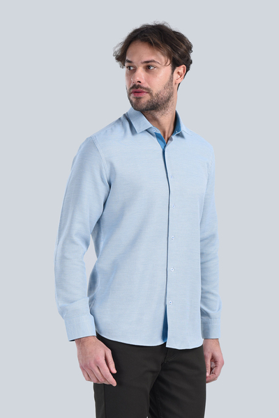 Erkek Petrol Slim Fit Gömlek