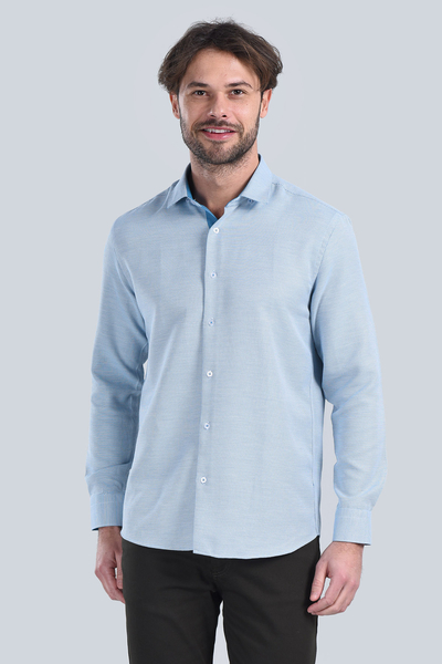 Erkek Petrol Slim Fit Gömlek