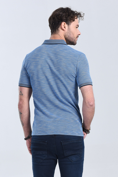 Erkek Saks Mavi Polo Yaka Regular T-Shirt