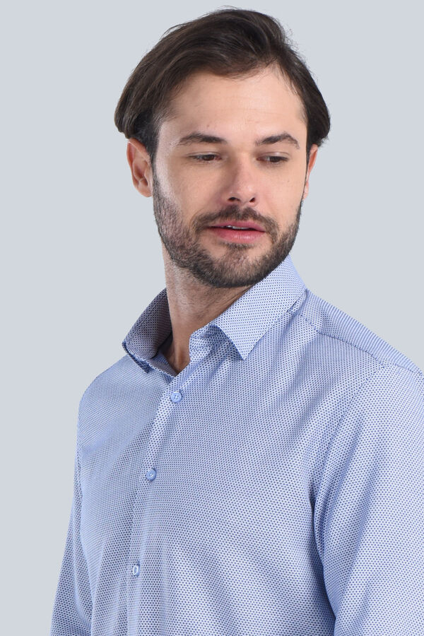 Erkek Saks Mavi Slim Fit Gömlek - 2