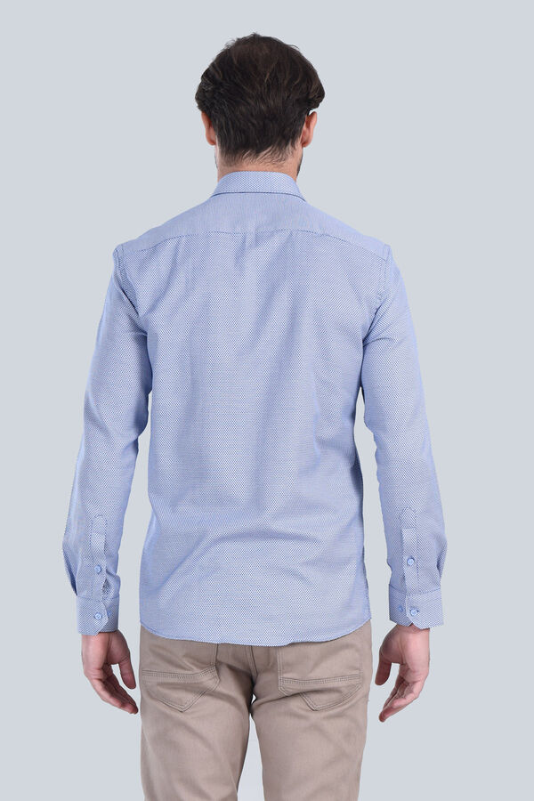 Erkek Saks Mavi Slim Fit Gömlek - 5