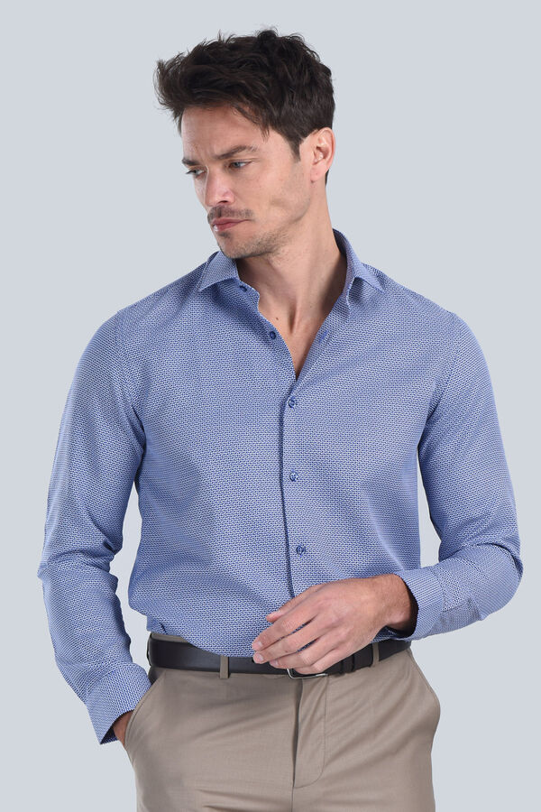 Erkek Saks Mavi Slim Fit Gömlek - 4