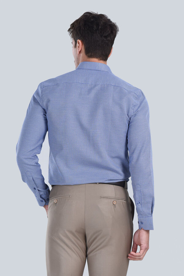 Erkek Saks Mavi Slim Fit Gömlek - 5