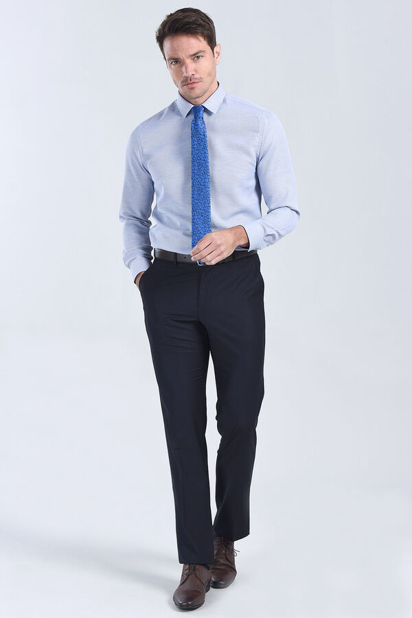 Erkek Saks Mavi Slim Fit Gömlek - 3