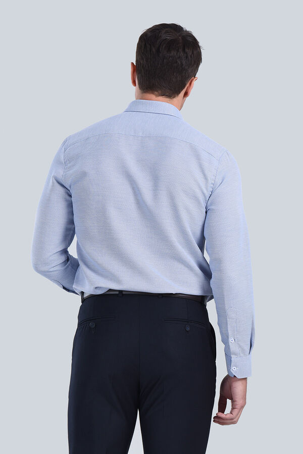 Erkek Saks Mavi Slim Fit Gömlek - 5