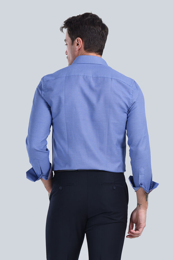 Erkek Saks Mavi Slim Fit Gömlek - 5