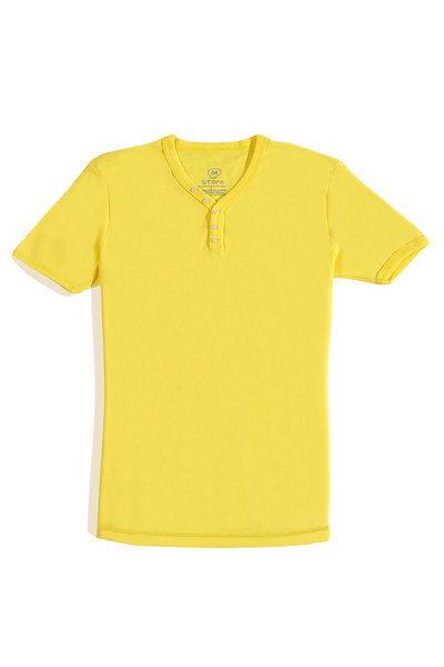 M Store - Erkek Sari V Yaka Regular T-Shirt