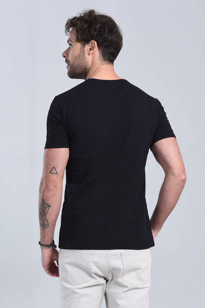 Erkek Siyah Bisiklet Yaka Regular T-Shirt