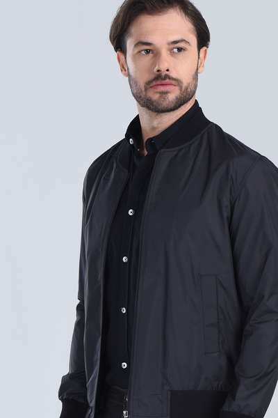 Erkek Siyah Modern Fit Mont