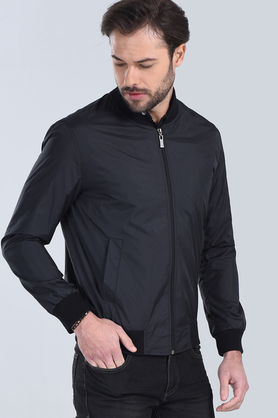 Erkek Siyah Modern Fit Mont