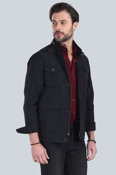 Erkek Siyah Modern Fit Mont
