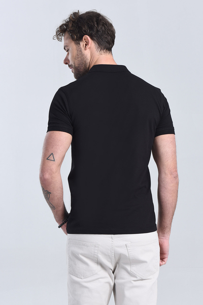 Erkek Siyah Polo Yaka Regular T-Shirt