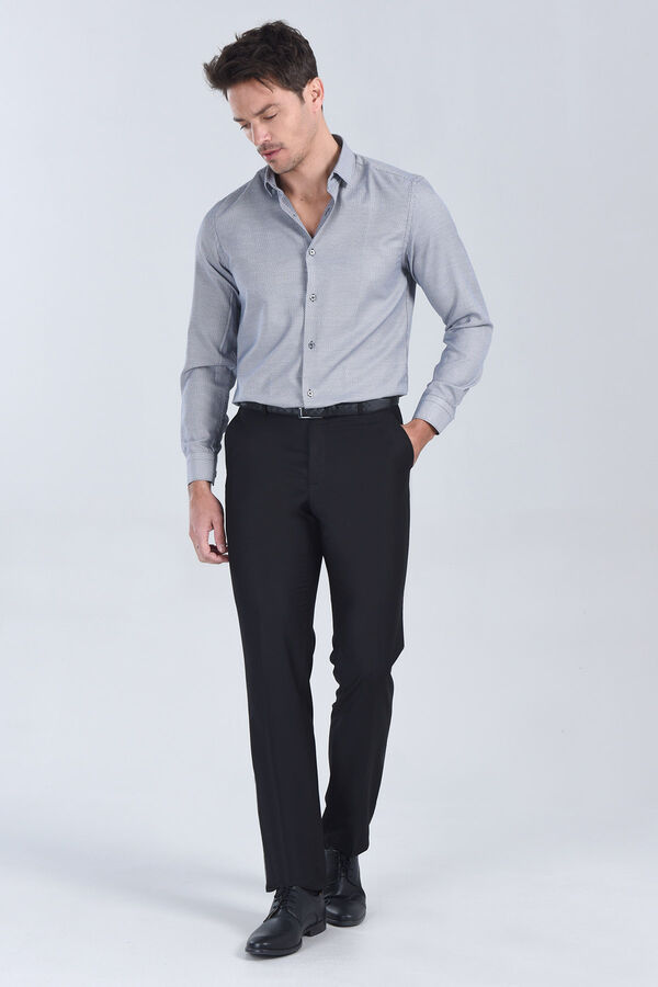 Erkek Siyah Slim Fit Gömlek - 1