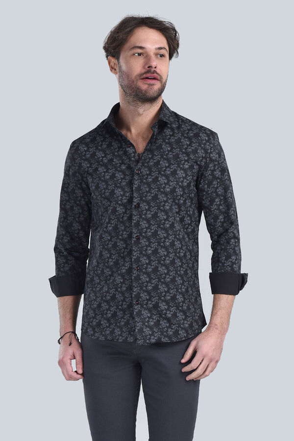 Erkek Siyah Slim Fit Gömlek - 1