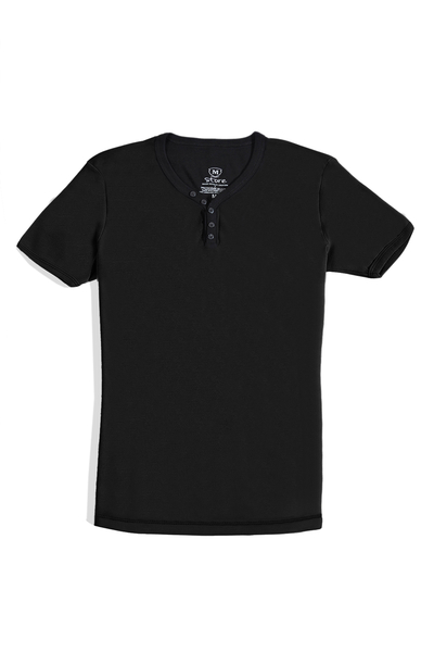 M Store - Erkek Siyah V Yaka Regular T-Shirt