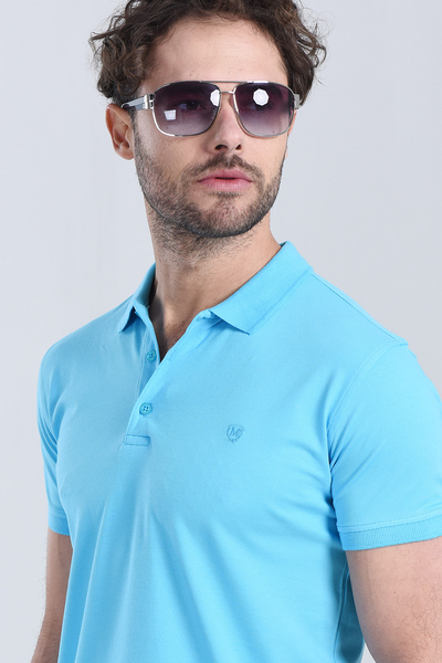 Erkek Turkuaz Polo Yaka Regular T-Shirt