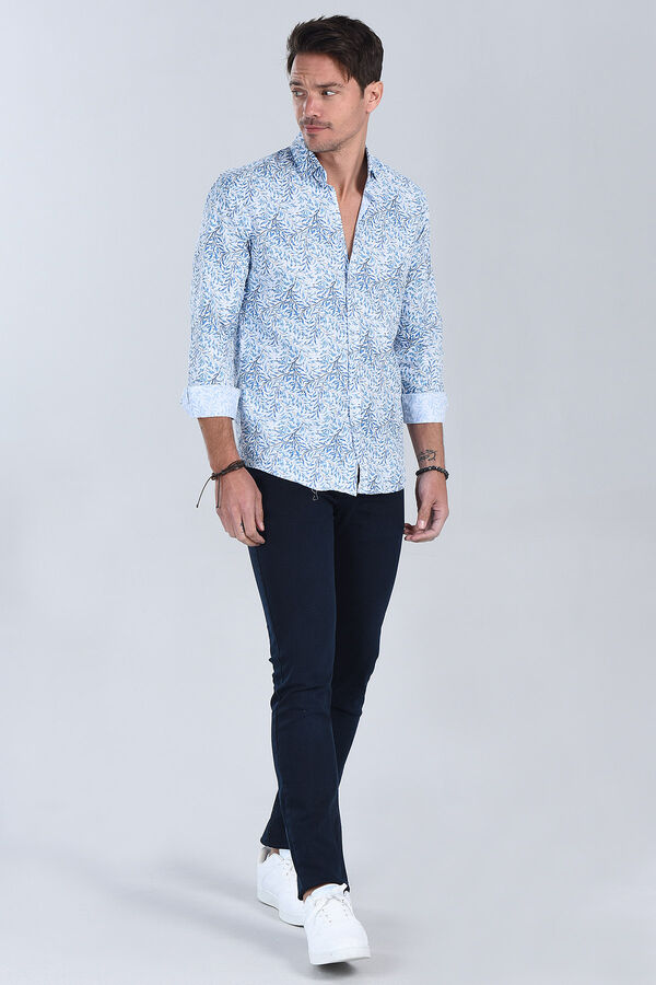 Erkek Turkuaz Slim Fit Gömlek - 1