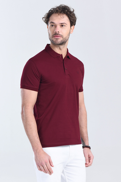M Store - Erkek Vişne Çürüğü Polo Yaka Regular T-Shirt
